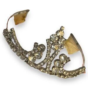 Faux Diamond Tiara Headpiece Women Girls OS Silver Formal Pageant Costume FLAWS